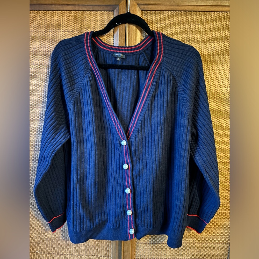 Talbots Navy Blue Cardigan Sweater